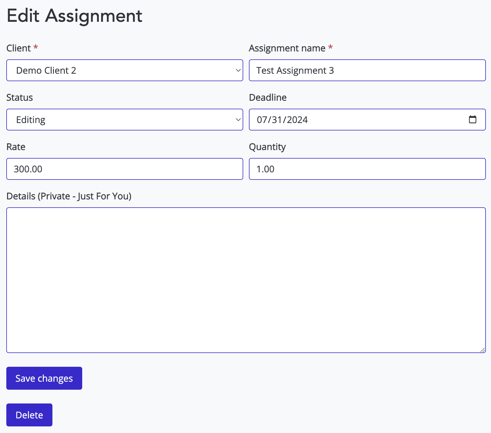 Edit Assignment - Freelancer Dashboard
